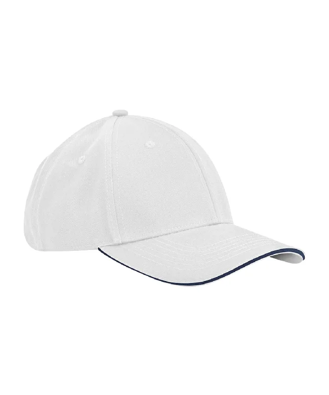 White/French Navy - EarthAware® classic organic cotton 6-panel cap – sandwich peak