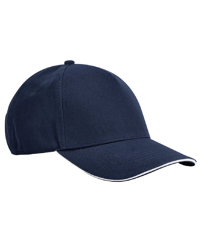 French Navy/White - EarthAware® classic organic cotton 5-panel cap – sandwich peak