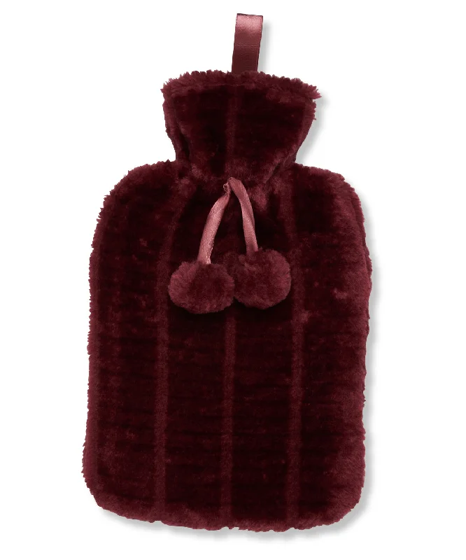 Red - Luxury classic faux fur hot water bottle and cover