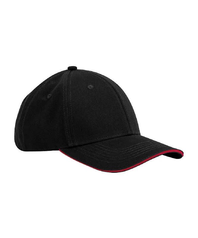 Black/Classic Red - EarthAware® classic organic cotton 6-panel cap – sandwich peak