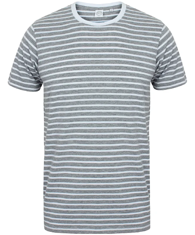 Heather Grey/White - Unisex striped T