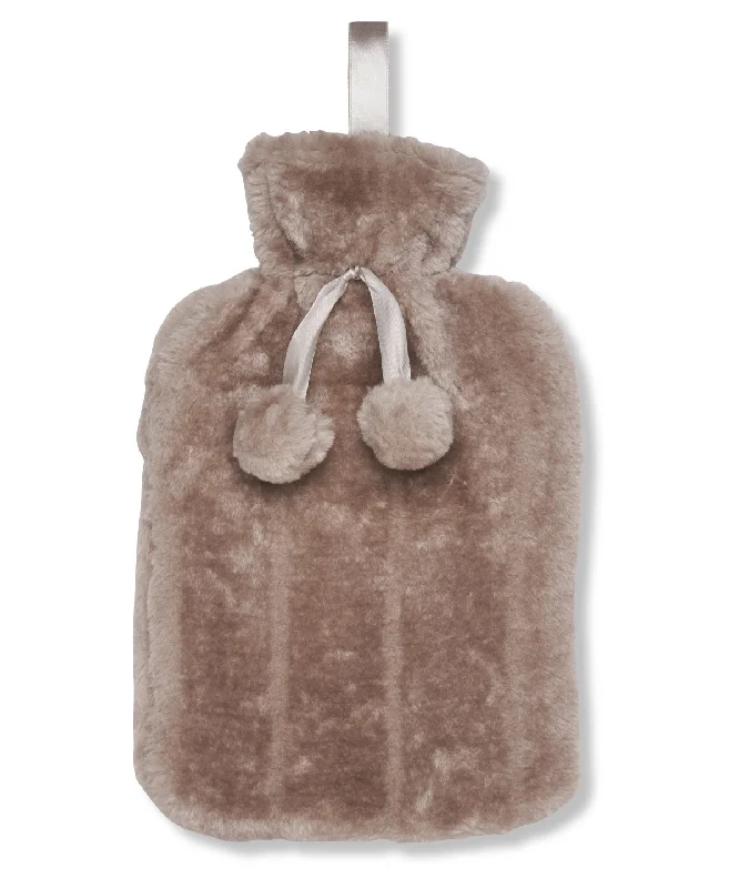 Taupe - Luxury classic faux fur hot water bottle and cover