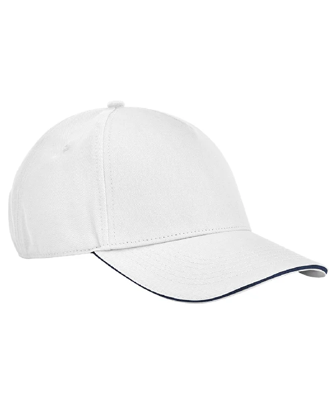 White/French Navy - EarthAware® classic organic cotton 5-panel cap – sandwich peak