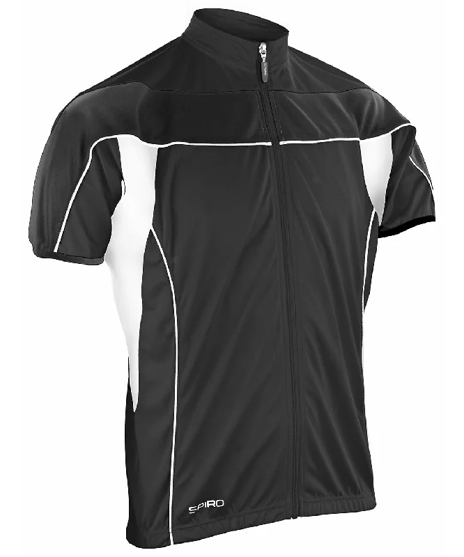 Black/White - Spiro bikewear full-zip top