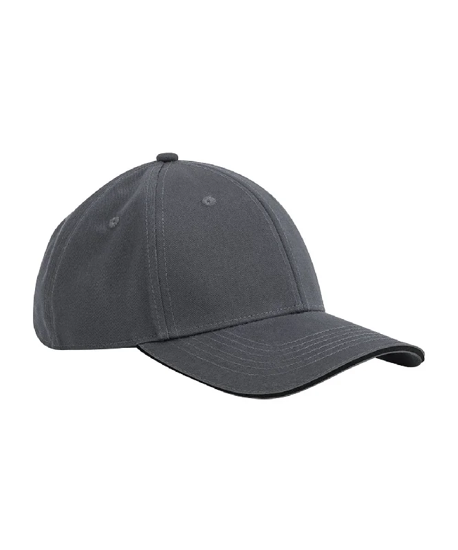 Graphite Grey/Black - EarthAware® classic organic cotton 6-panel cap – sandwich peak