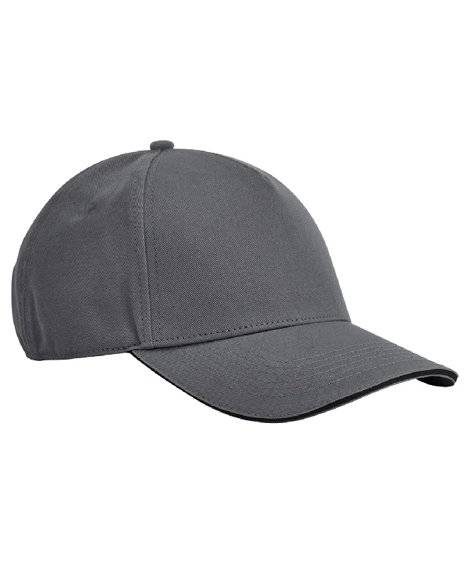 Graphite Grey/Black - EarthAware® classic organic cotton 5-panel cap – sandwich peak