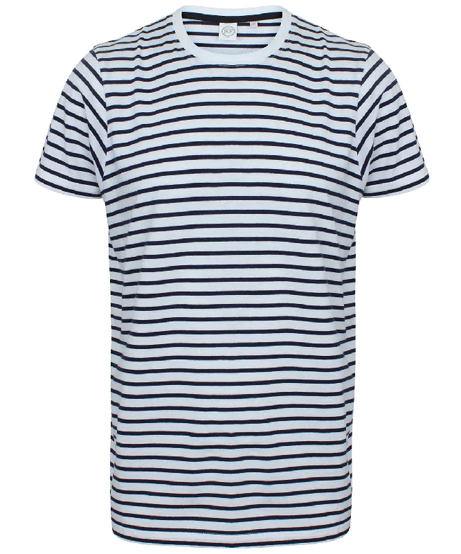 White/Oxford Navy - Unisex striped T