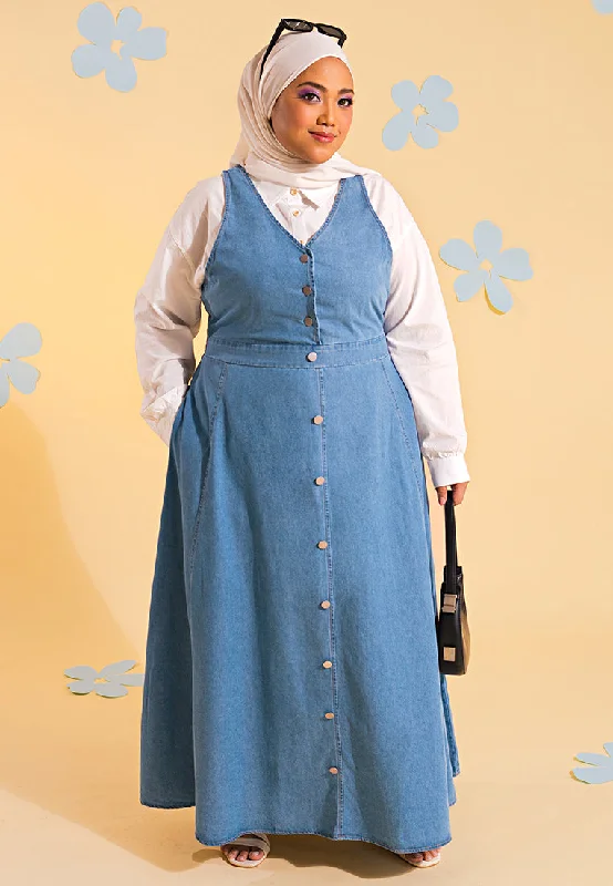 Oralia Denim Pinafore Button Dress