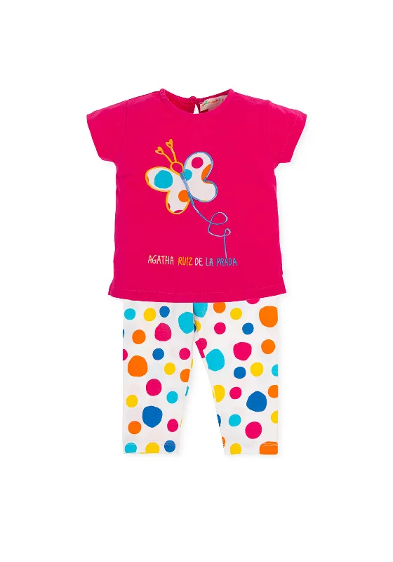 Agatha Ruiz De La Prada Girl Butterfly Tee and Legging Set, Pink Multi