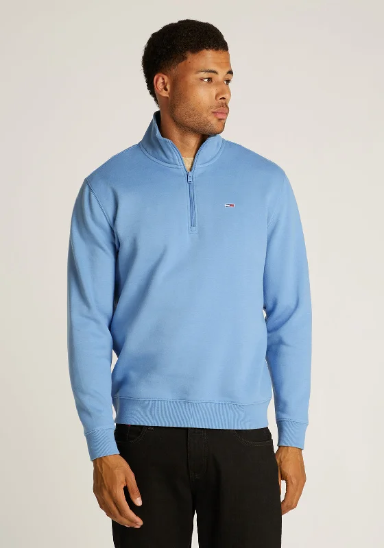 Tommy Jeans Badge Quarter Zip Sweatshirt, Colorado Blue