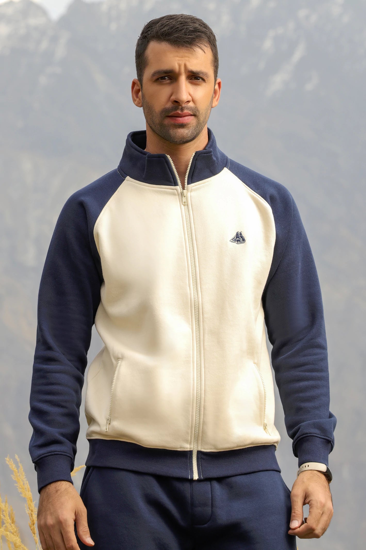 Navy Blue Zip-Up Sweatshirt