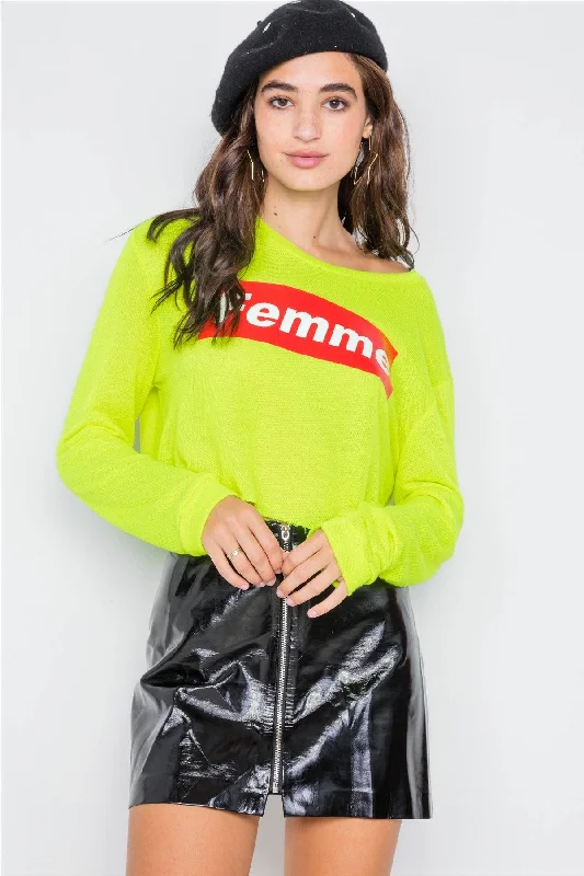 Lime Yellow "FEMME" Cozy Crop Top /2-2-2