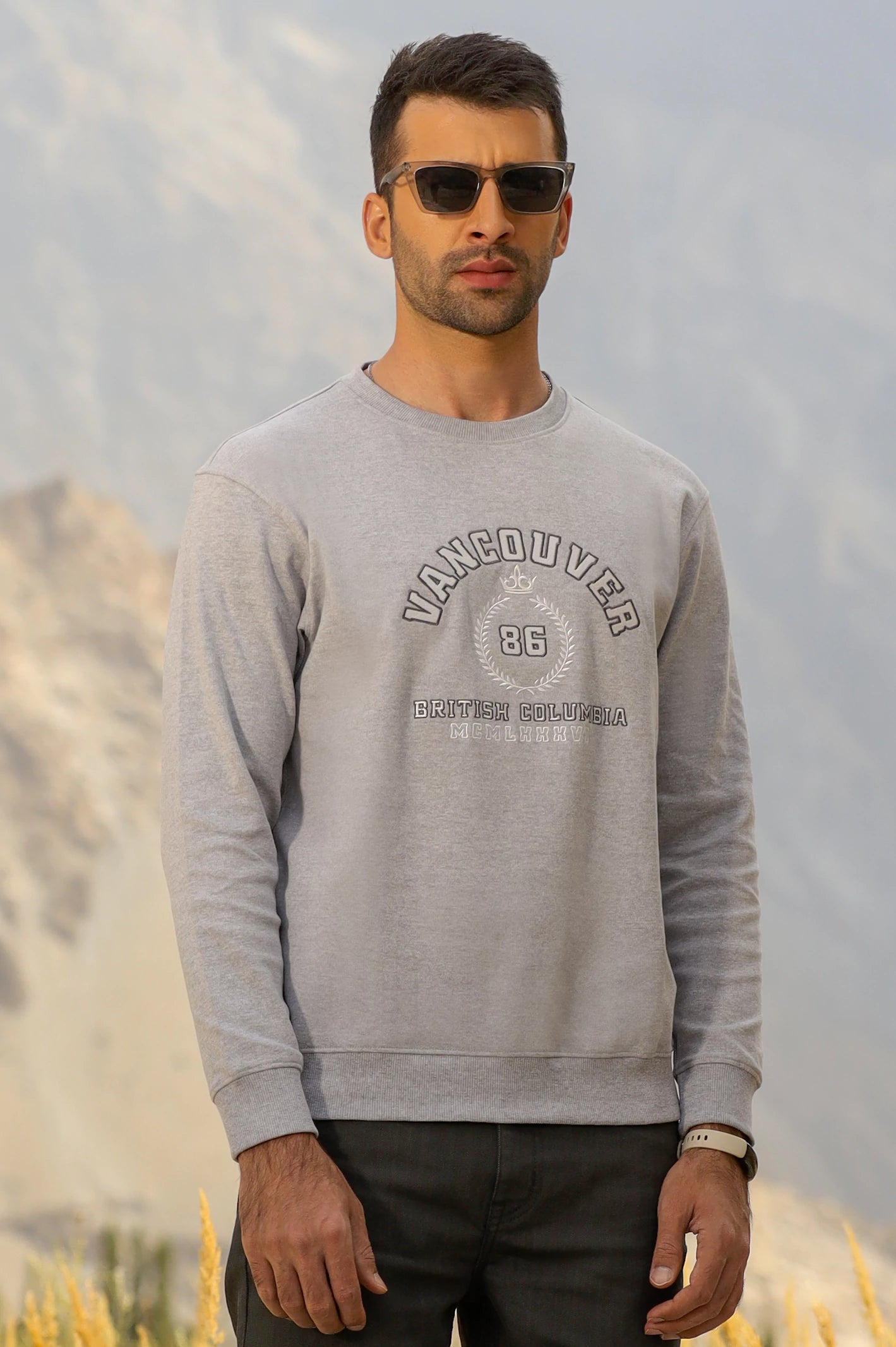 Dark Grey Embroidered Sweatshirt