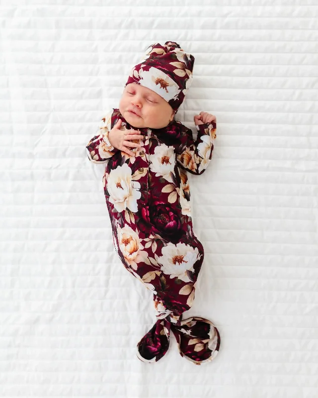 Ruffle Your Petals Newborn Knotted Gown + Beanie Set