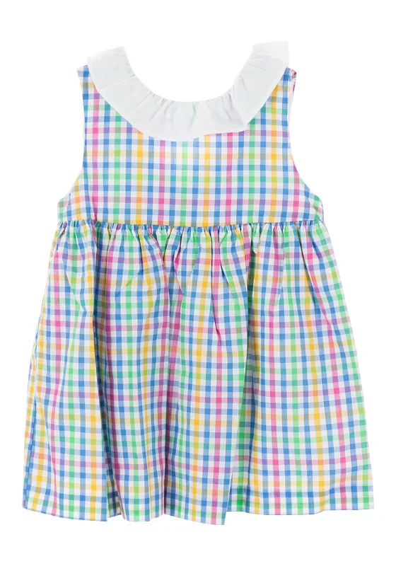 Sardon Baby Girls Gingham Dress, Multi