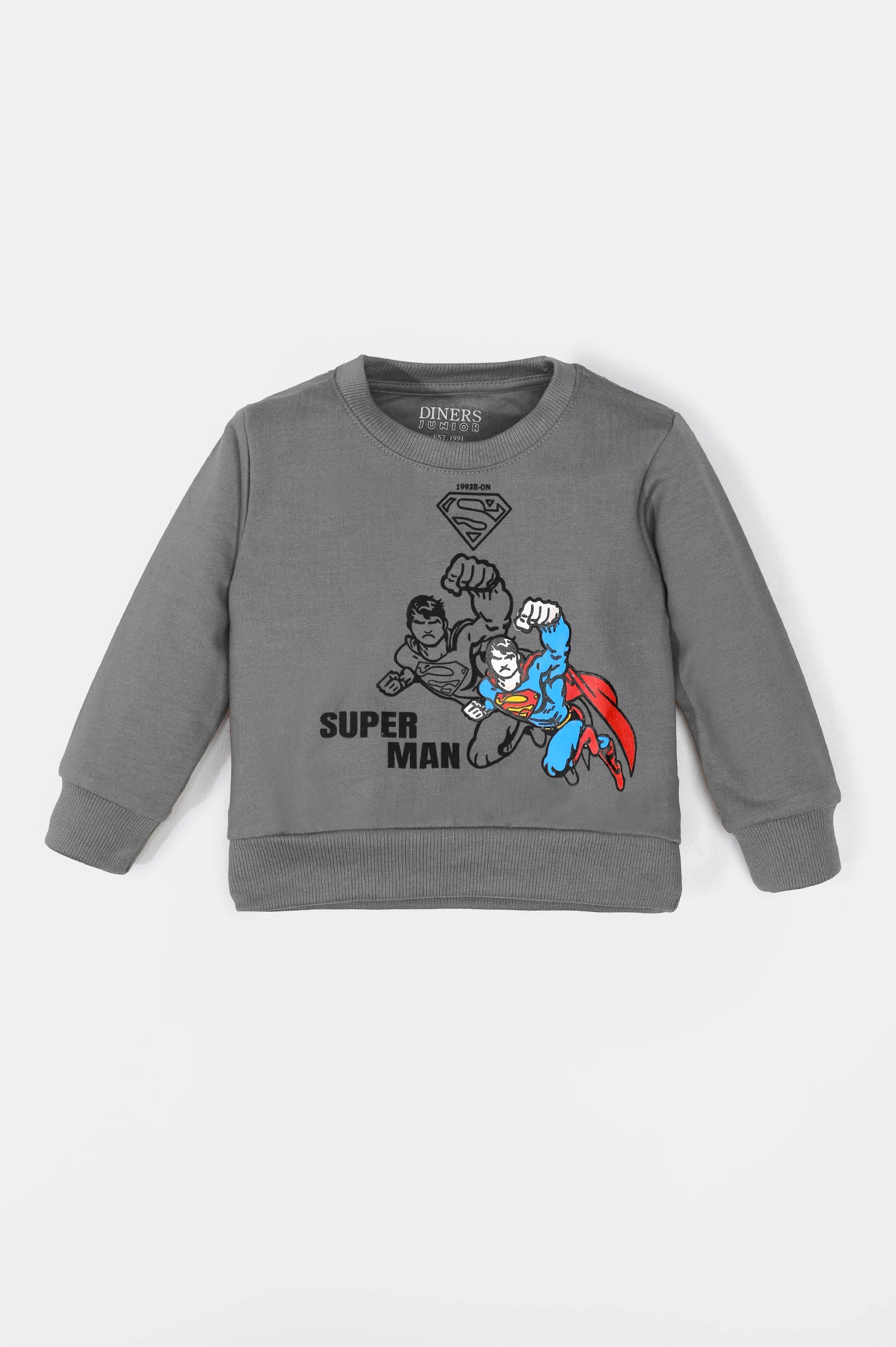 Grey Super Man Printed Boys Sweatshirt