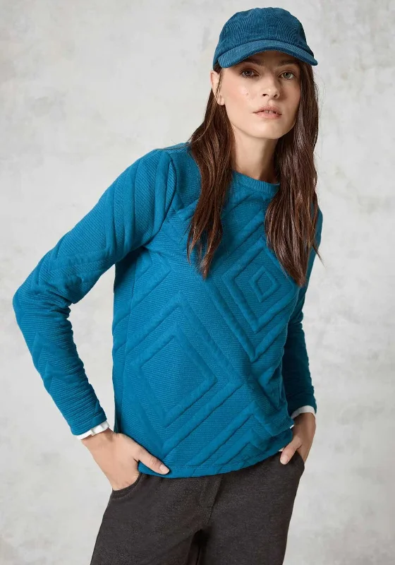 Cecil 3D Diamond Sweatshirt, Aqua Blue