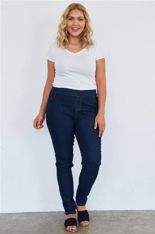 Junior Plus Dark Denim High Waisted Stretchy Jeggings /2-2-2