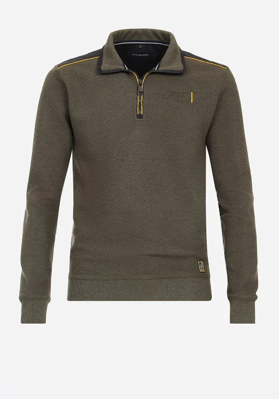 Casa Moda Yellow Contrast Quarter Zip Sweatshirt, Thyme