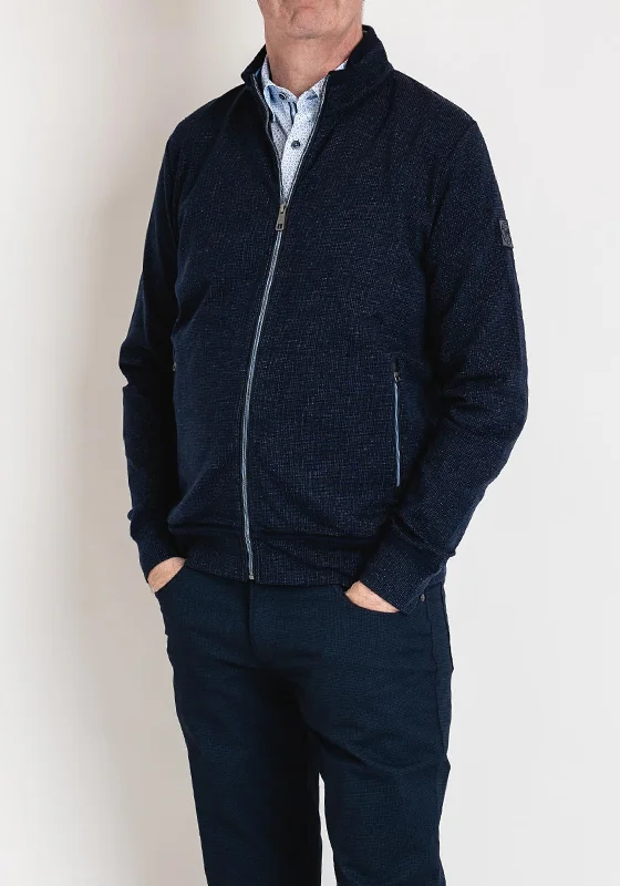 Bugatti Full Zip Birdeye Knit Sweatshirt, Navy