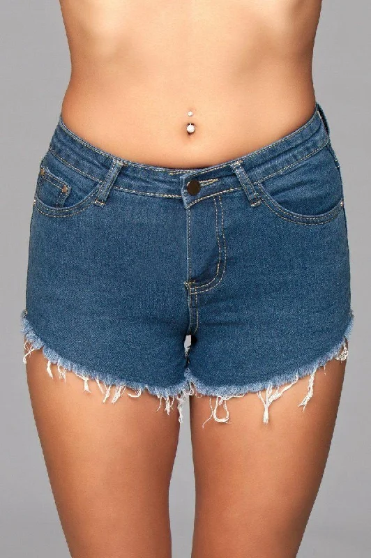 Zip Back Denim Shorts