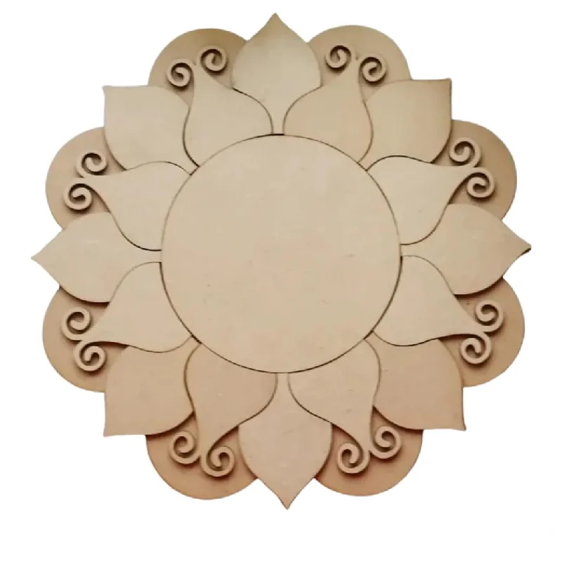 American Elm Wooden Rangoli Design Set for Diwali - 12 Inch MDF Rangoli Cutout - Festive Home Décor