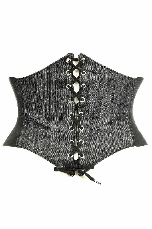 Lavish Black Denim Corset Belt Cincher