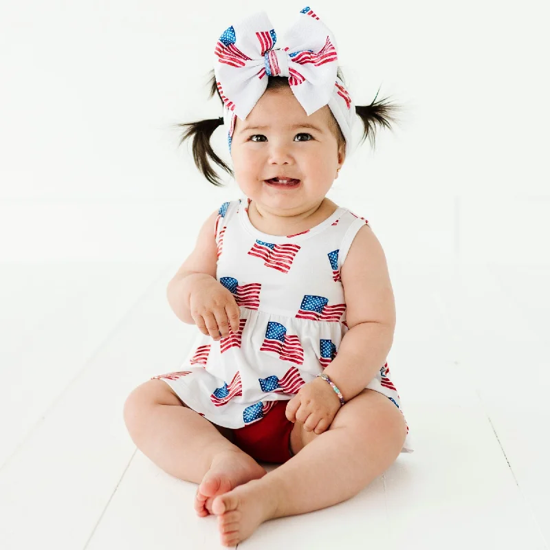 Red, White & Cute Peplum & Bummies Set