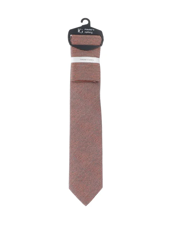 Fletchers Gallery Woven Print Tie & Pocket Square Set, Rust