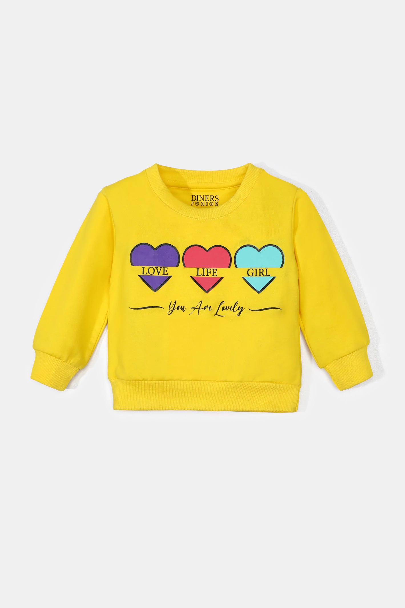 Yellow Graphic Printed Girls Sweatshirt