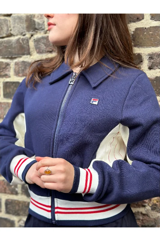 Fila Vintage - Women's Harper Cropped Zip Up Navy / Gardenia / Red - Track Top