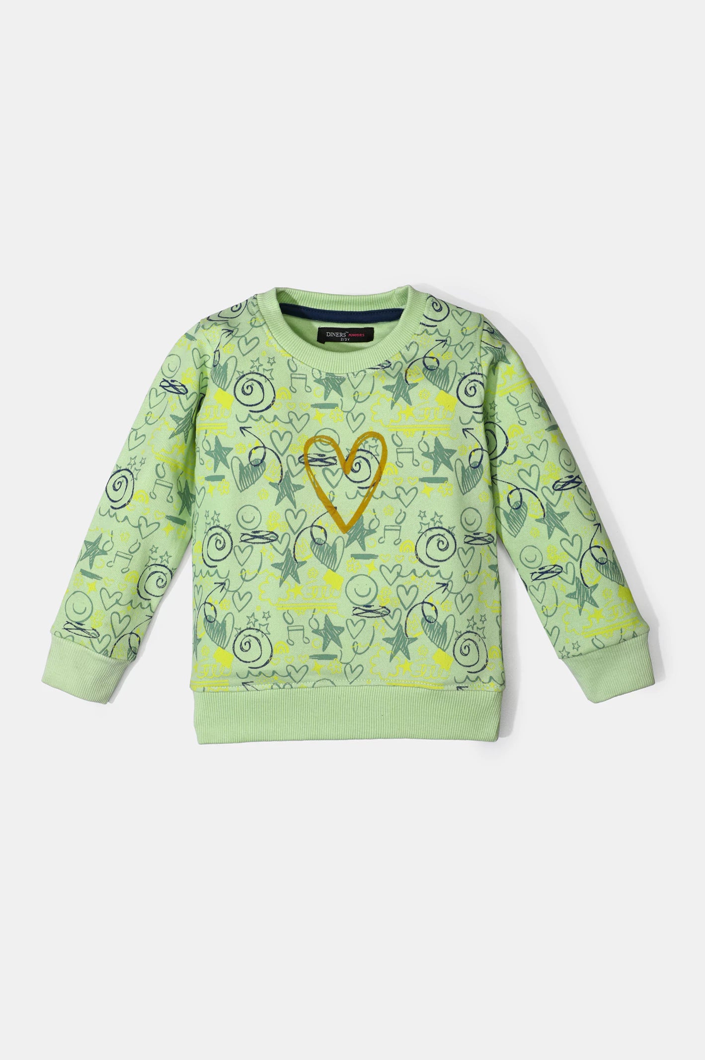 Light Green Printed Girls Sweatshirt