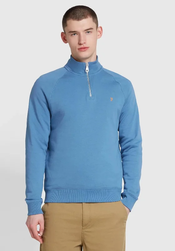 Farah Jim Quarter Zip Sweatshirt, Sheaf Blue