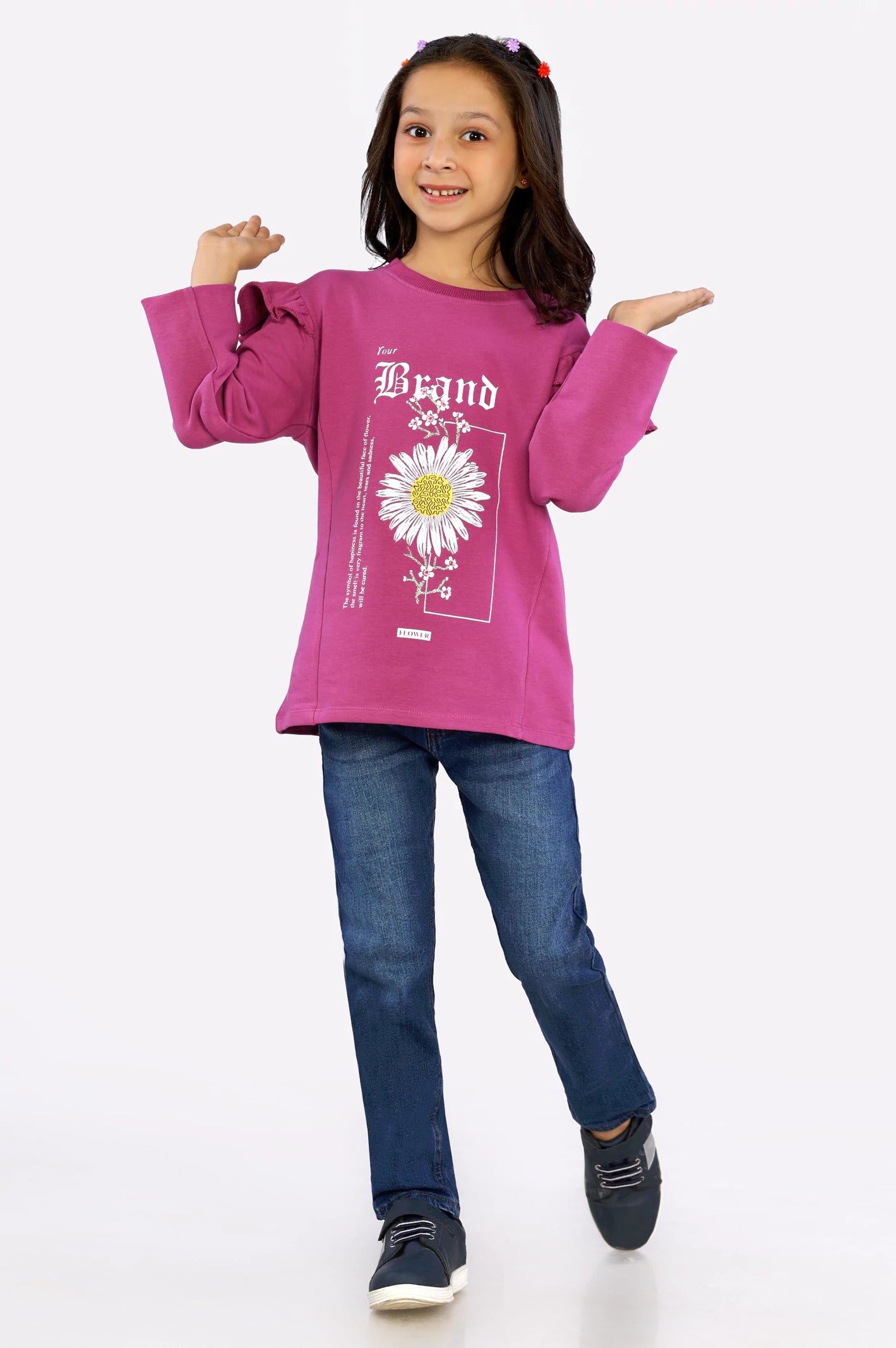 Floral Printed Girls Sweatshirt