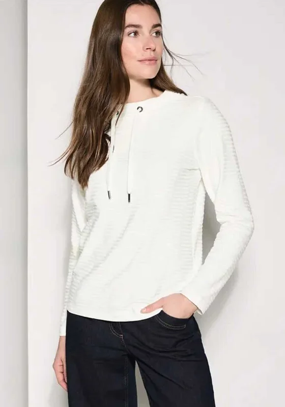 Cecil Textured Wavy Sweatshirt, Cream