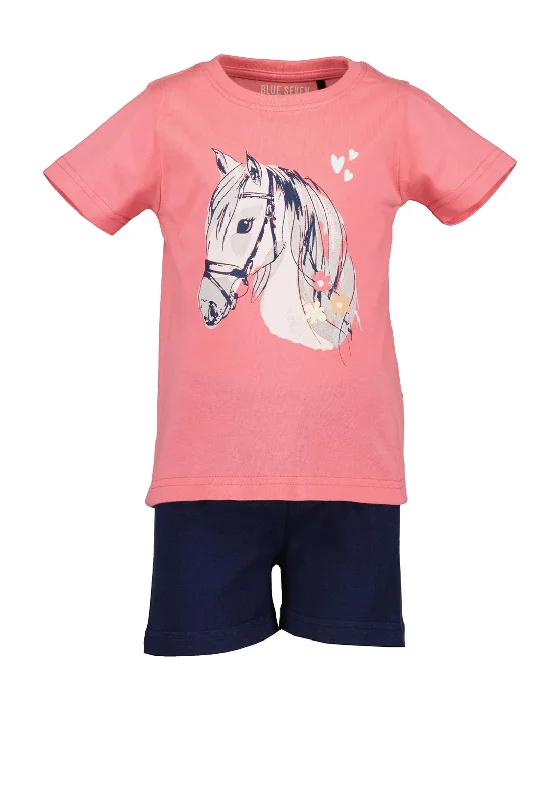 Blue Seven Girl Pony Short Pyjama Set, Pink