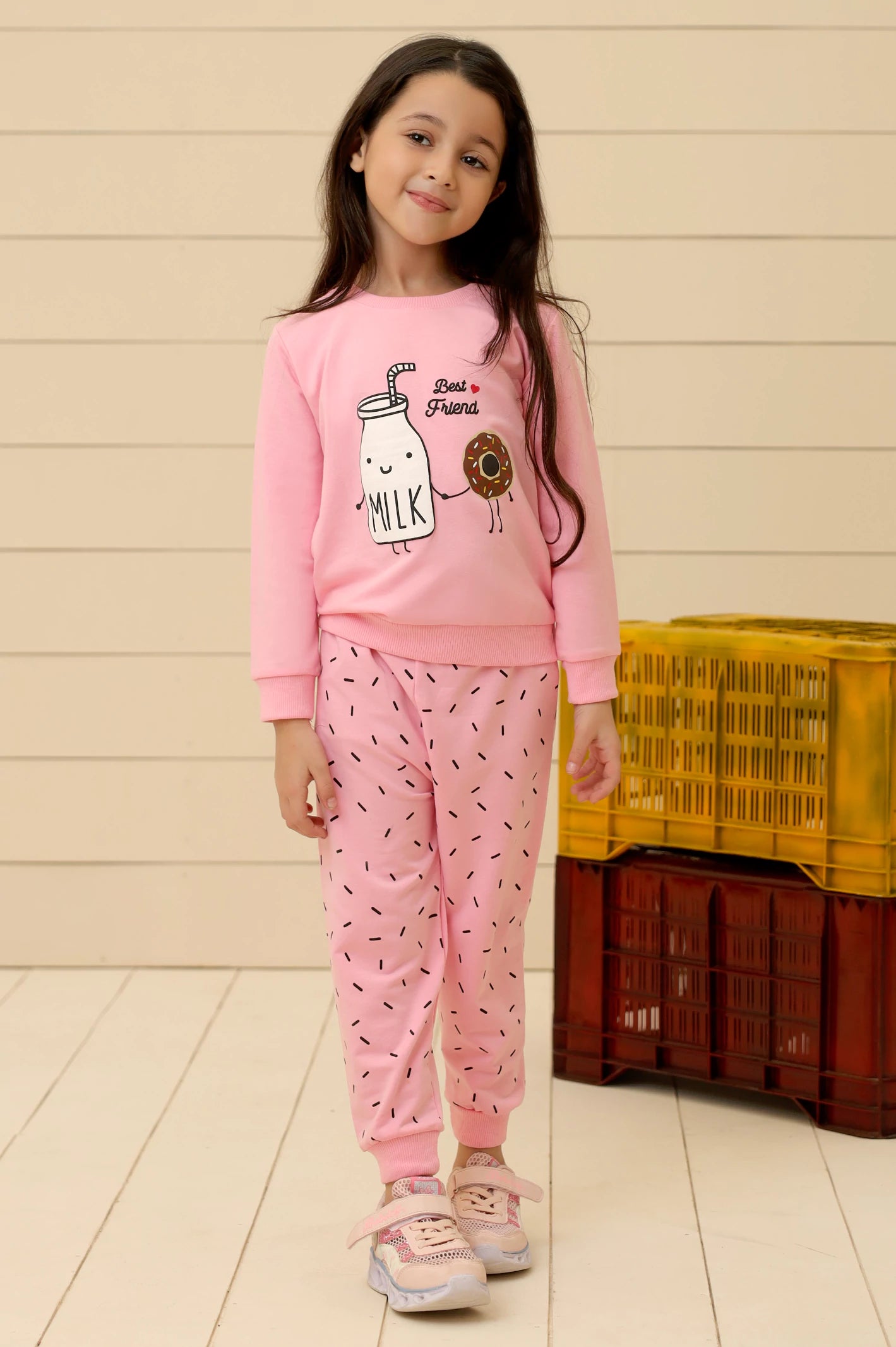 Pink Girls Sweatshirt with Trouser