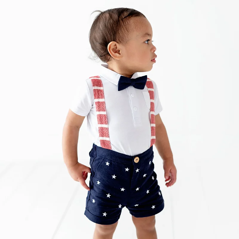 USA Three Piece Suspender Shorts Set