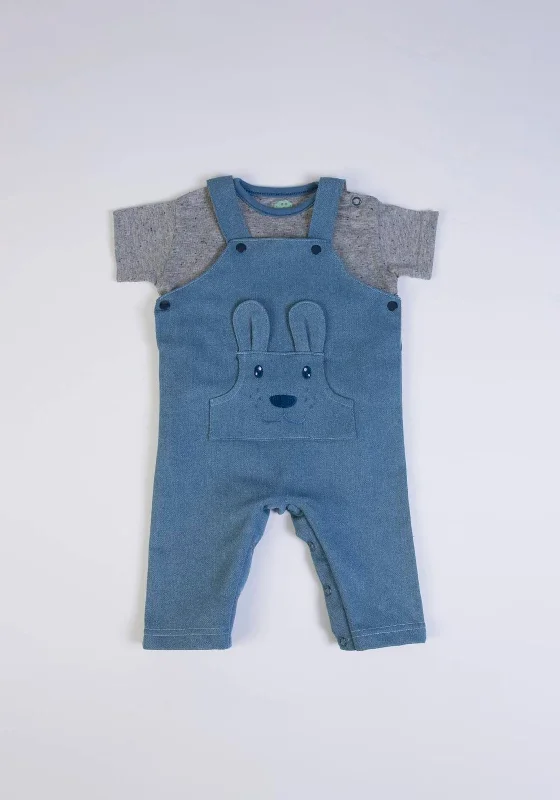 FS Baby Boy Dog Dungaree and Tee Set, Blue