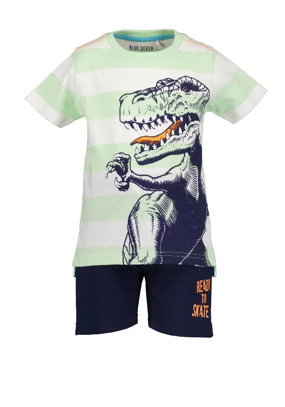 Blue Seven Boy Dino Short Set, Green