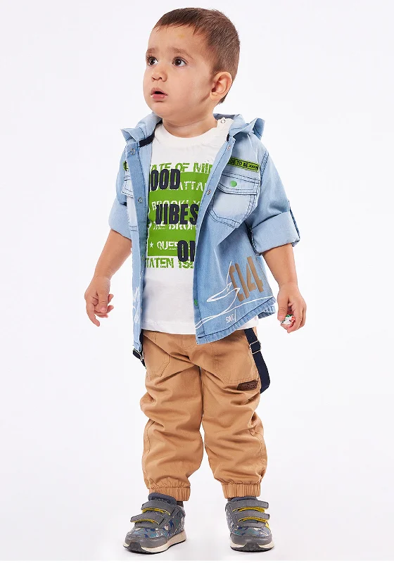 Hashtag Baby Boy Denim Shirt Tee and Trouser Set, Blue