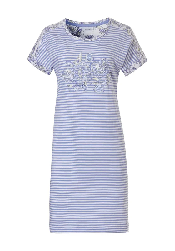 Pastunette Stripes & Paisley Print Nightdress, Blue Multi