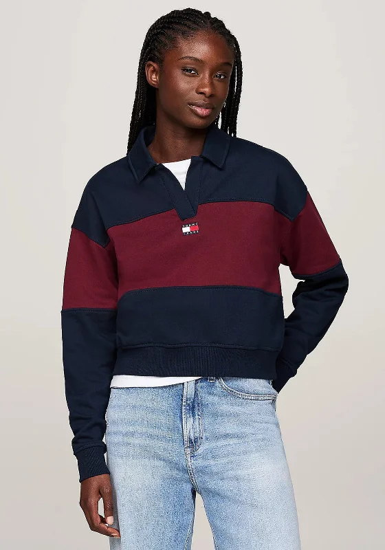 Tommy Jeans Womens Collared Relaxed Sweatshirt, Navy