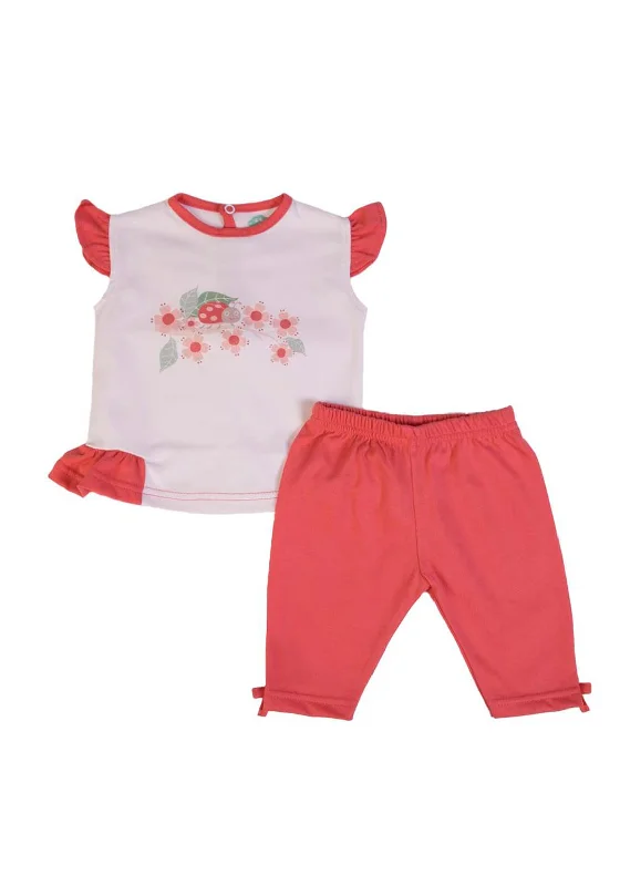 FS Baby Girl Ladybug Top and Legging Set, Pink