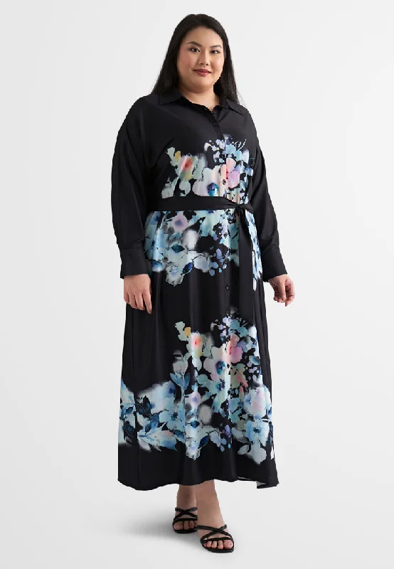 Alexa Floral Belted Long Shirt Dress