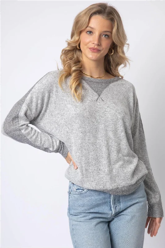 Heather Grey Long Sleeve Round Neck Top /1-1-1