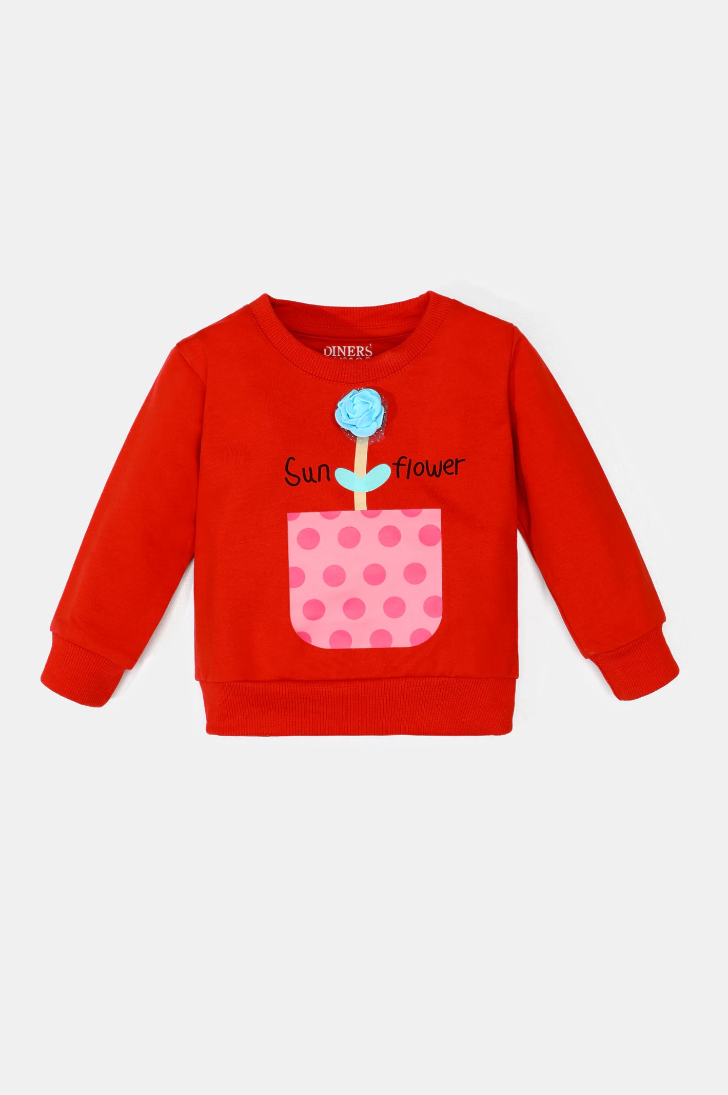 Red Printed Girls Sweatshirt