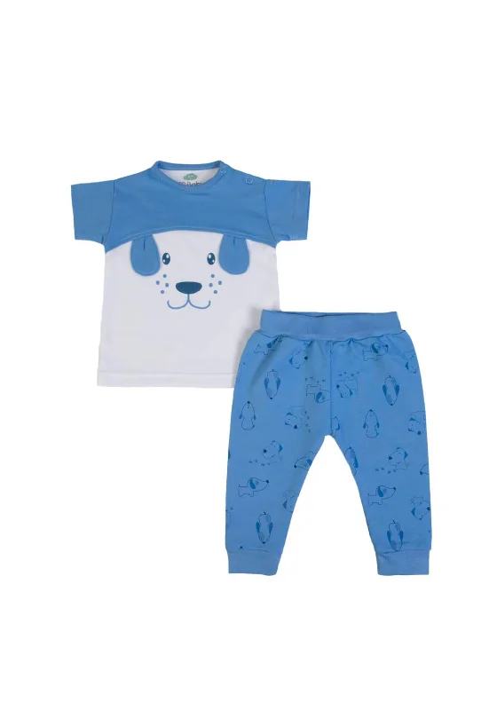 FS Baby Boy Dog Tee and Trouser Set, Blue