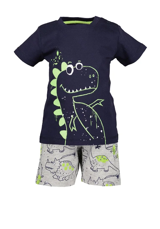 Blue Seven Baby Boy Dino Tee and Short Set, Navy