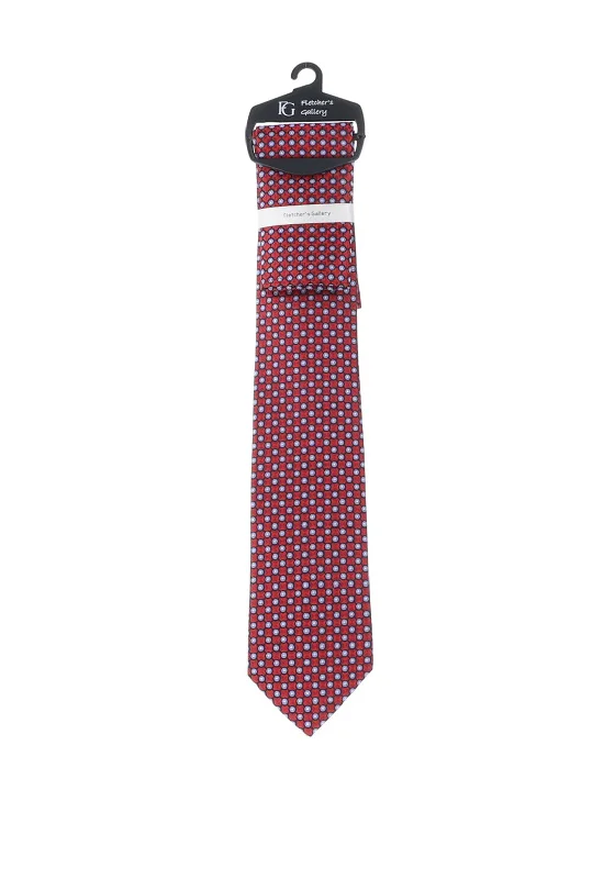 Fletchers Gallery Medallion Print Tie & Pocket Square Set, Red